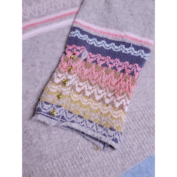 Anthropologie Ett Twa Sweater Womens L Beige Oatmeal Fair Isle Metalic Knit Geo - Picture 5 of 16